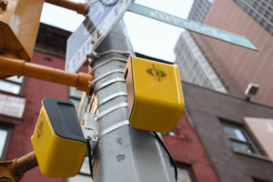 The APS aBeacon installed on traffic lights in New York City